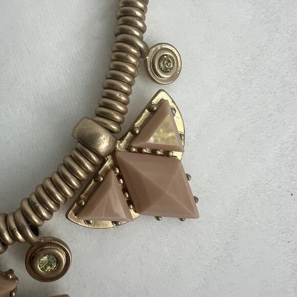 J. Crew Navy Blue and Tan Triangle Cord Bib Necklace - Picture 4 of 6